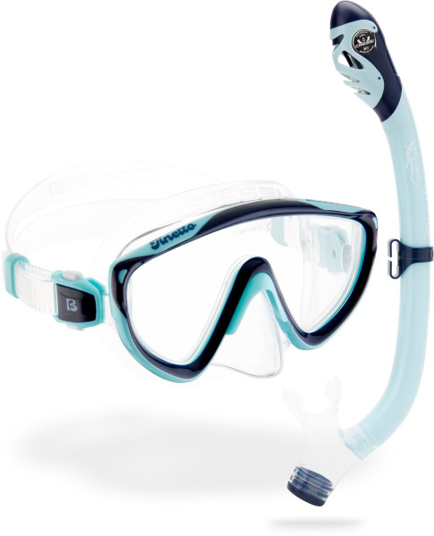 Cressi Tinetto &amp; Iguana Dry Mask and Snorkel Set